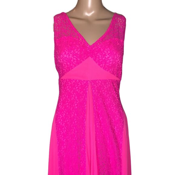 ASOS Womens Maxi Dress Sleeveless Lace and Chiffon Vibrant Bright Pink Size 2 - Picture 3 of 13